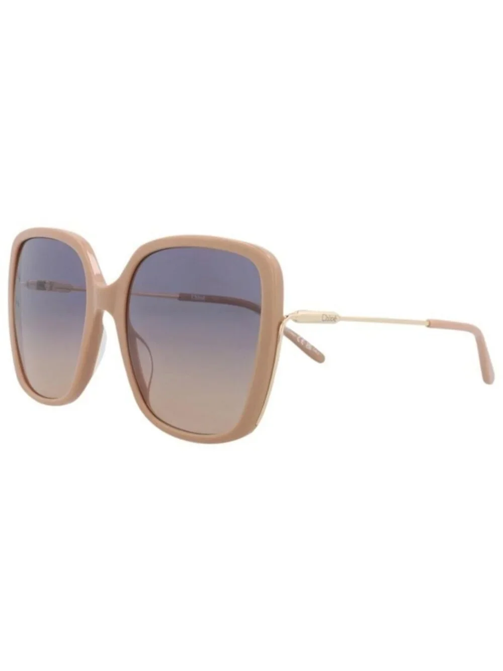 New Chloé Womens Square/Rectangle Nude Gold Blue Fashion Designer Sunglasses